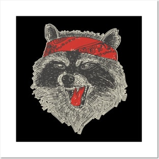 Raccoon With Bandana Cute Trash Panda Posters and Art